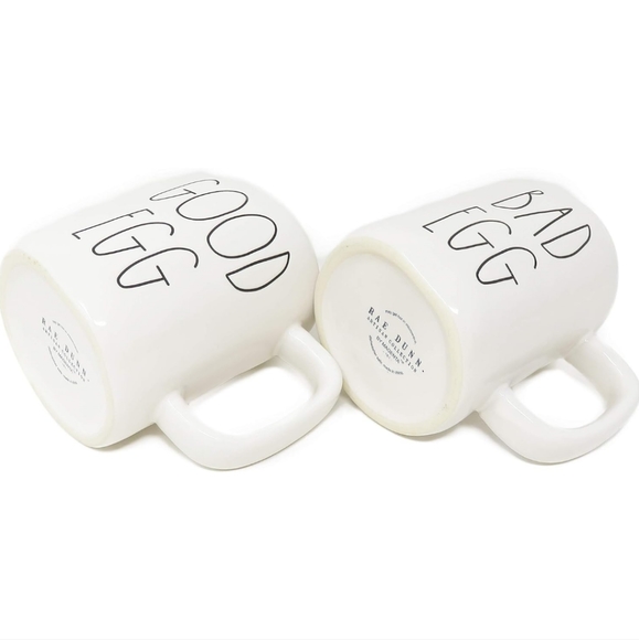 🆕2 RAE DUNN🐰MUGS. Handmade for Artesian Collection  Good/Bad Eggs - Picture 4 of 10